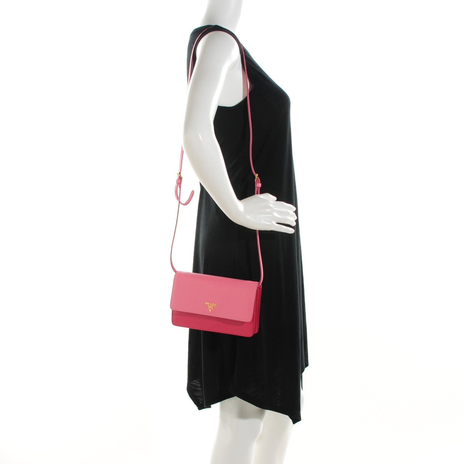 Prada Saffiano Lux Bi-Color Mini Crossbody Bag Peonia Geranio 2 of 8