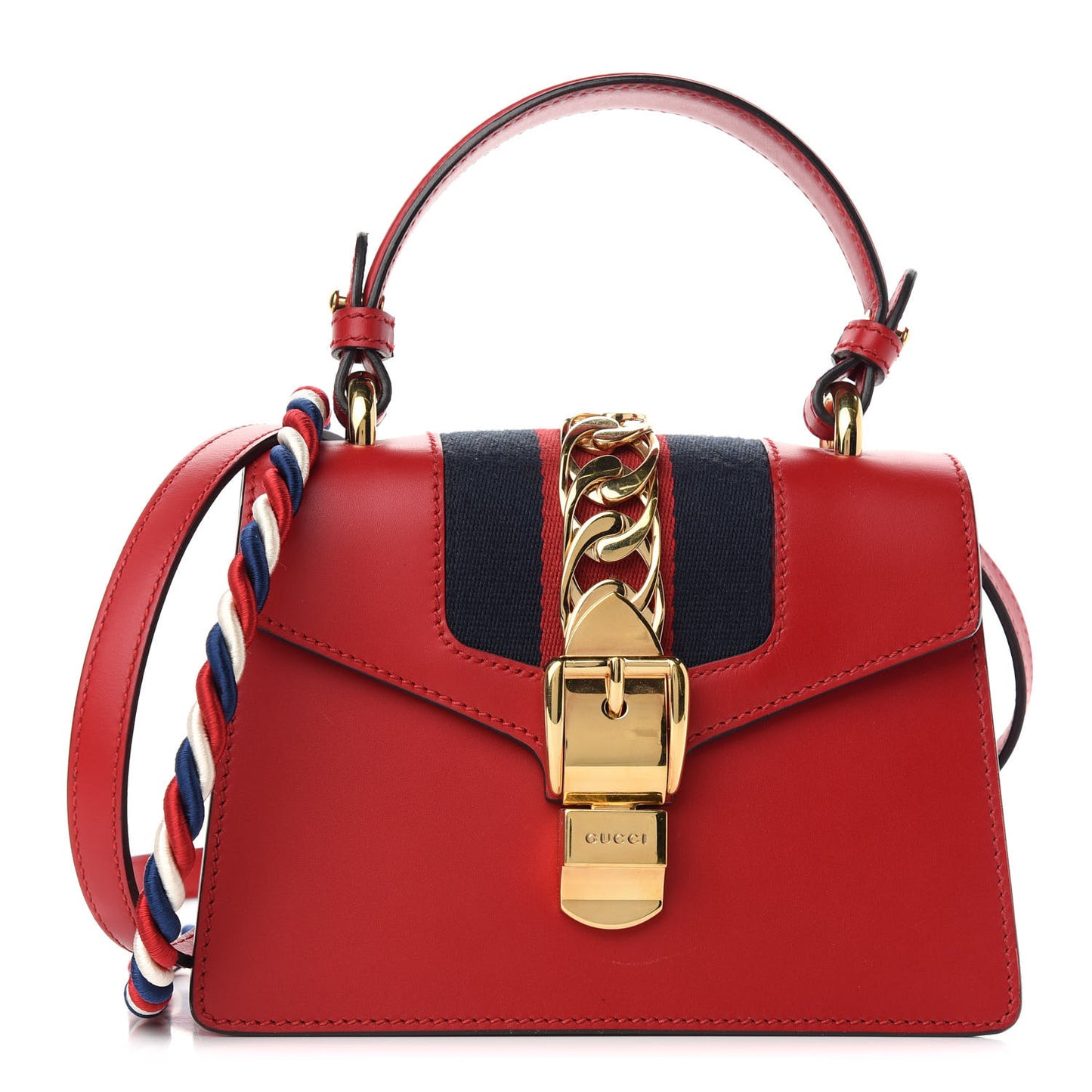Calfskin Mini Sylvie Top Handle Bag Hibiscus Red