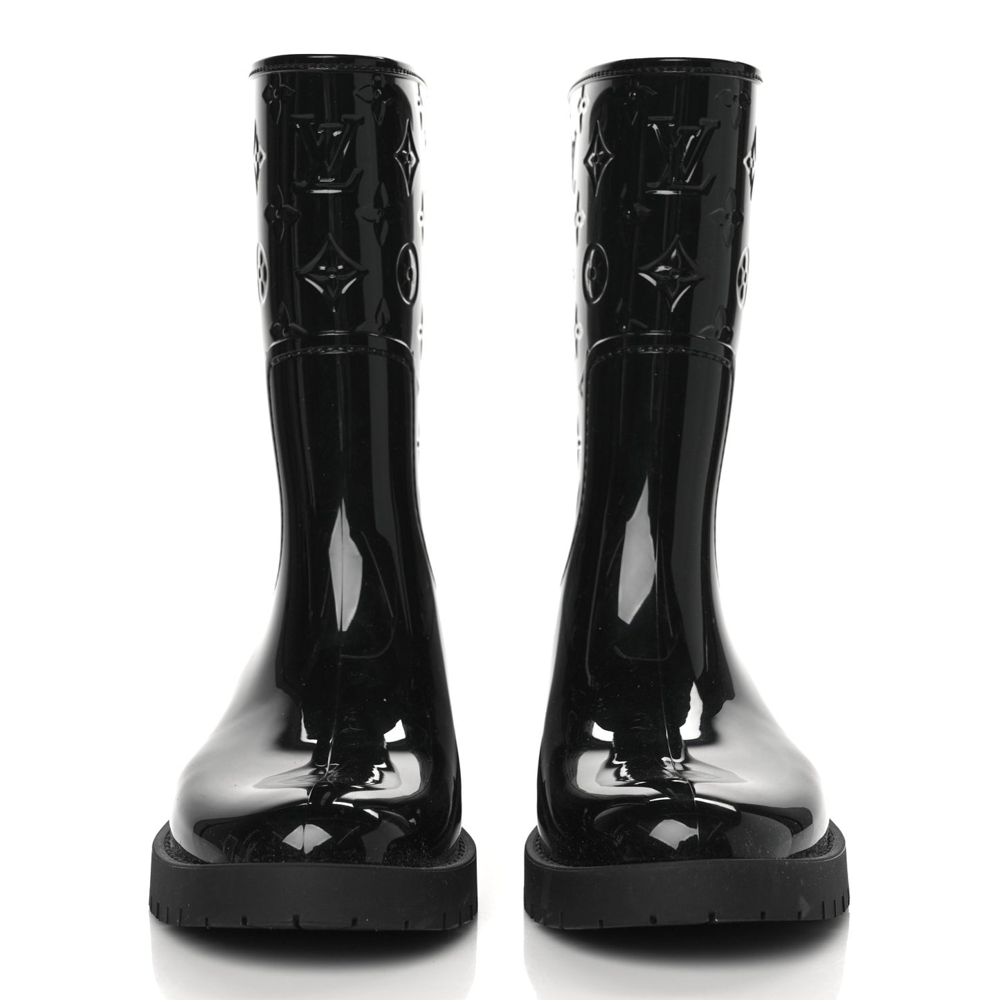 Rubber Embossed Monogram Drops Flat Half Boots 39 Black