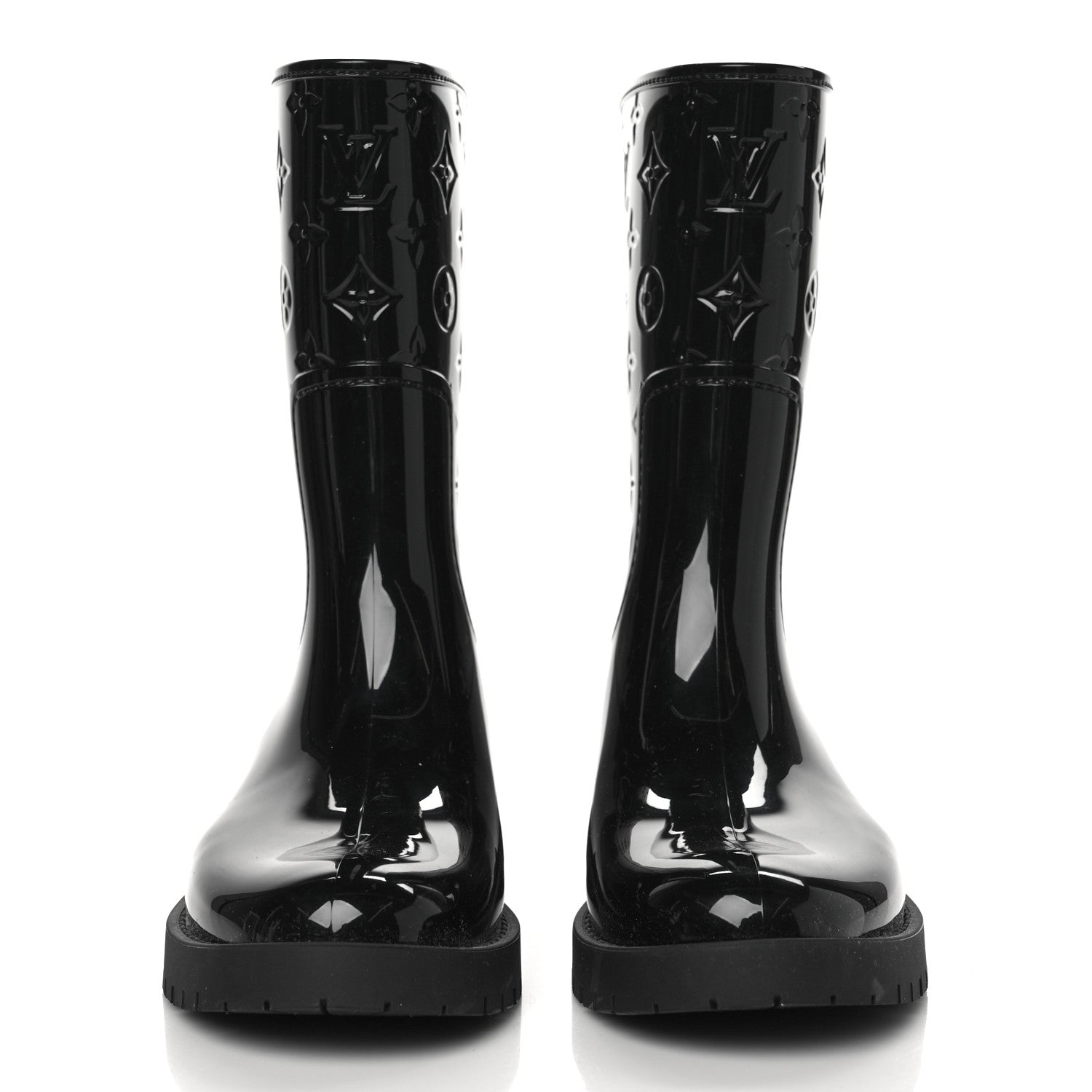 Louis Vuitton Rubber Embossed Monogram Drops Flat Half Boots 39 Black 3 of 8