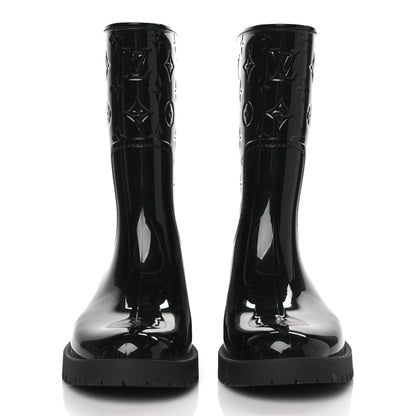 Louis Vuitton Rubber Embossed Monogram Drops Flat Half Boots 39 Black 3 of 8