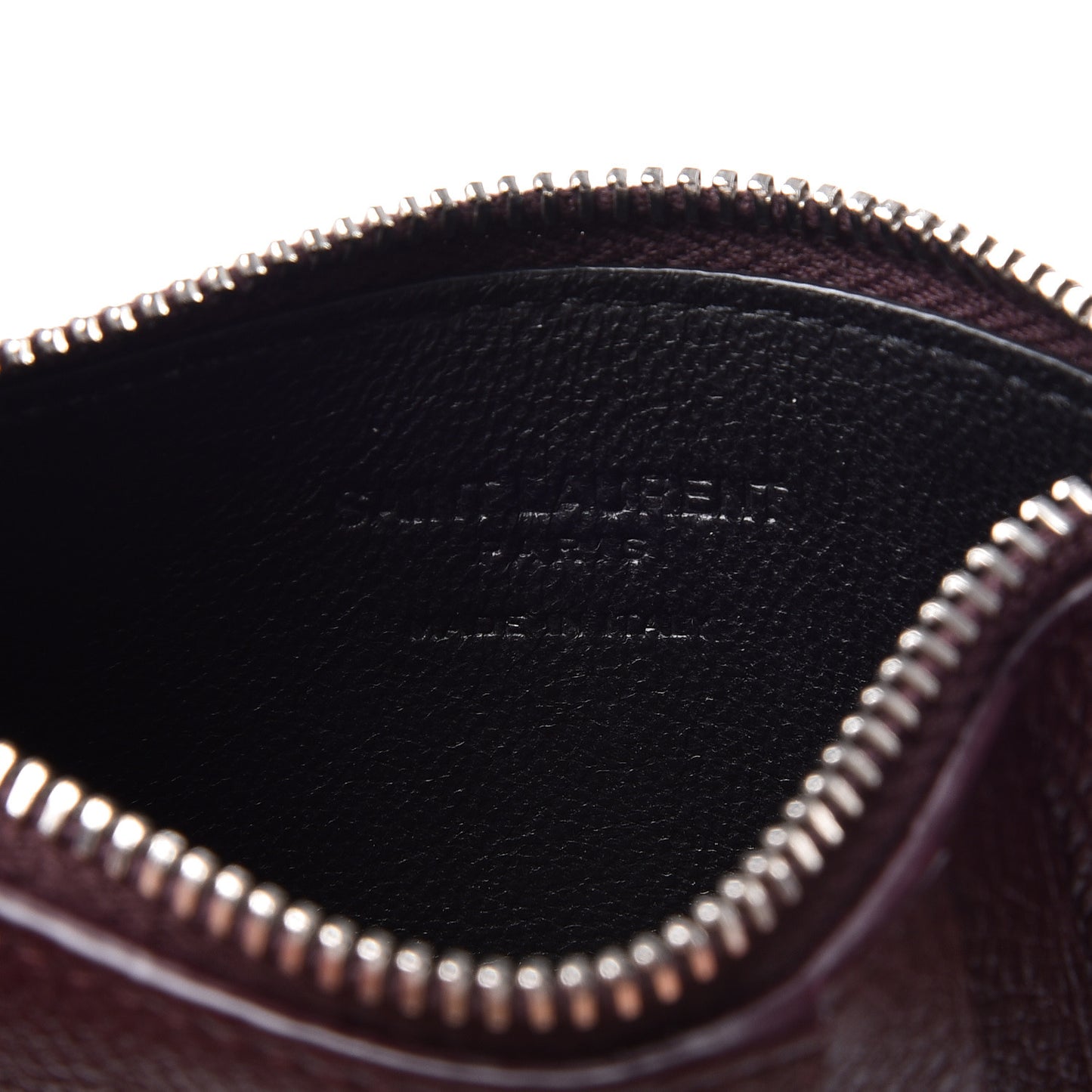 Grained Calfskin 5 Fragments Zip Pouch Card Holder Bordeaux