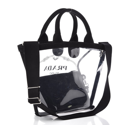 Prada Plexiglass Canapa Small Shopper Tote Black 3 of 9