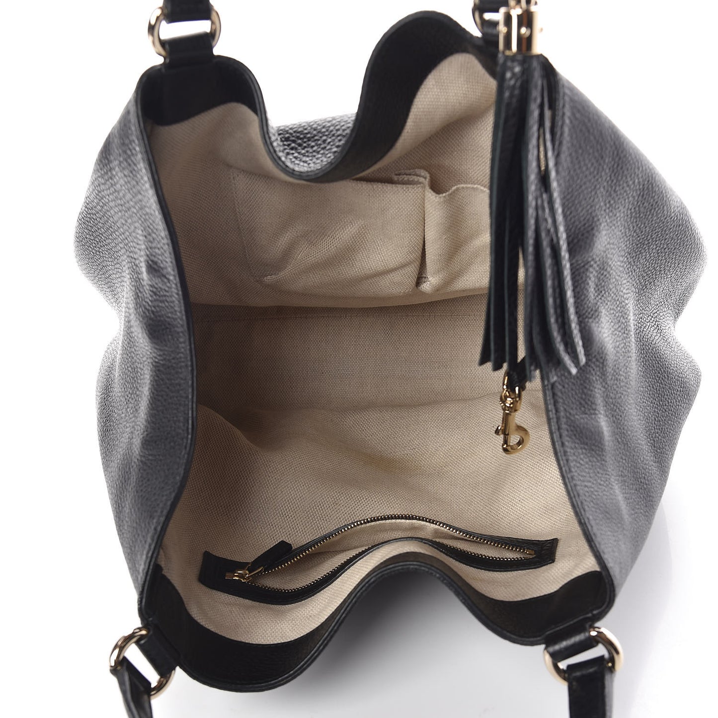 Pebbled Calfskin Medium Soho Shoulder Bag Black