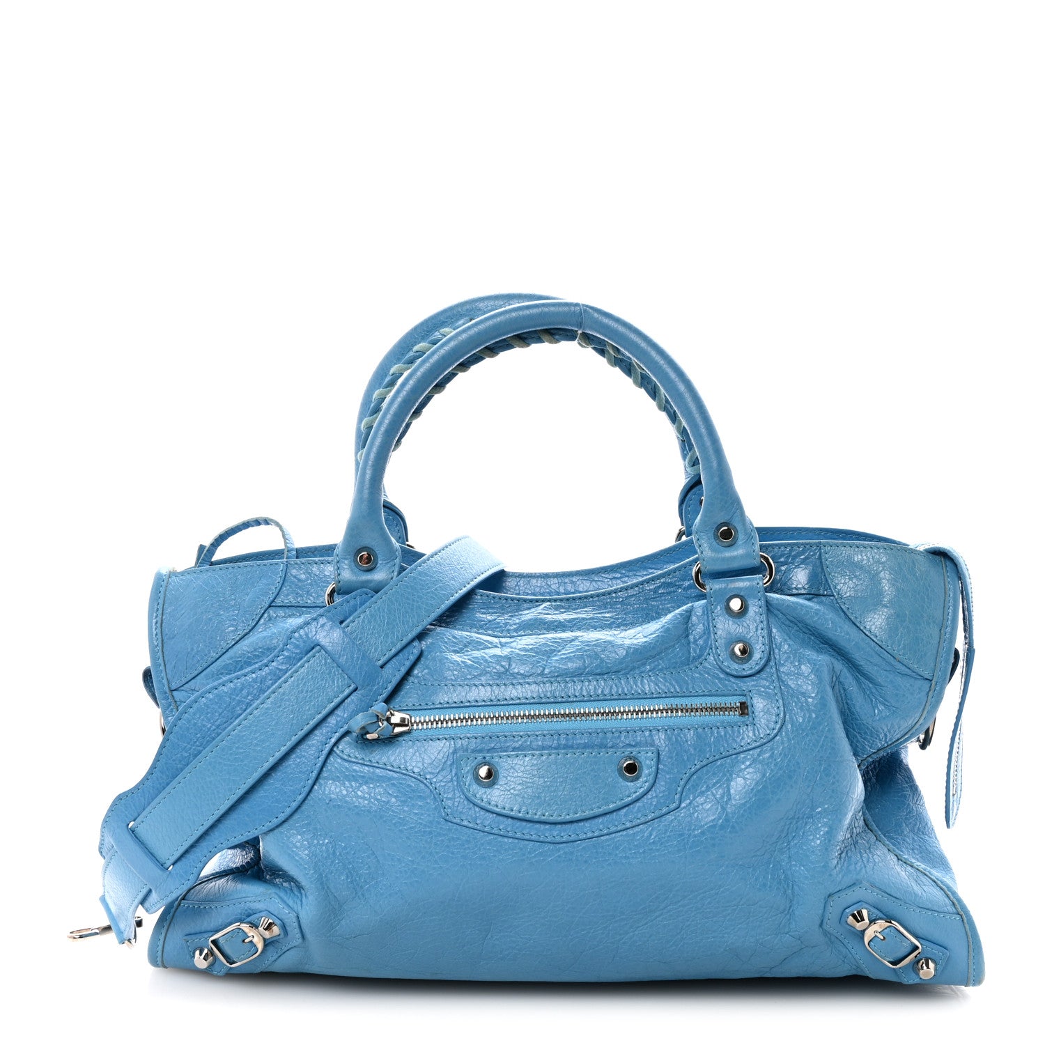 Balenciaga Agneau Classic Silver Hardware City Bleu Azur Clair
