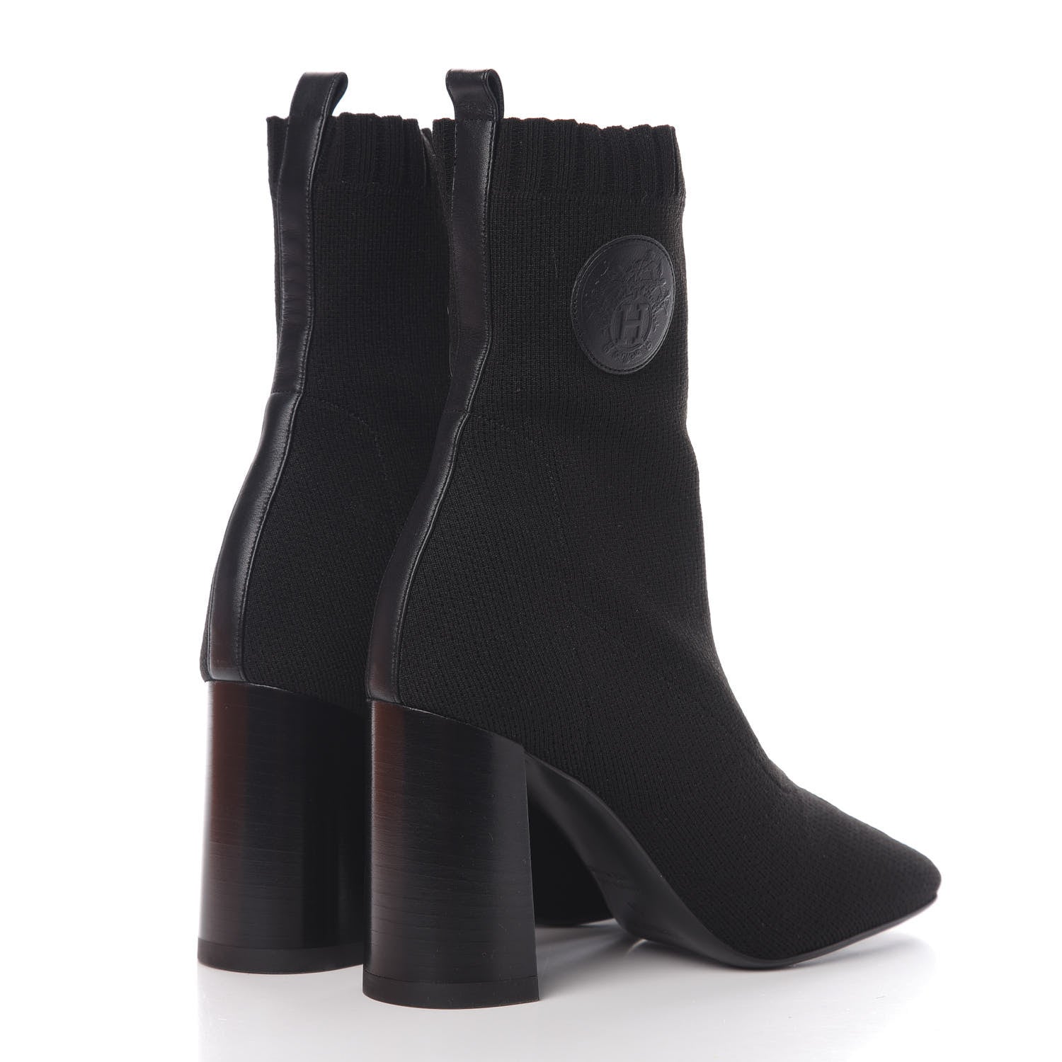 Hermes Knit Calfskin Volver Ankle Boots 38 Black 4 of 8