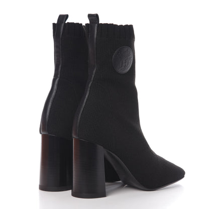 Hermes Knit Calfskin Volver Ankle Boots 38 Black 4 of 8
