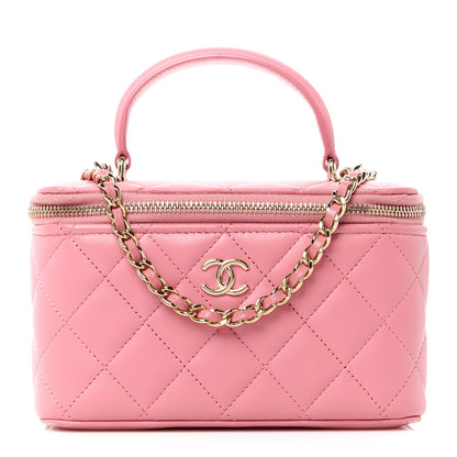 Chanel Lambskin Quilted Small Top Handle Vanity Case With Chain Dark Pink 1 of 14