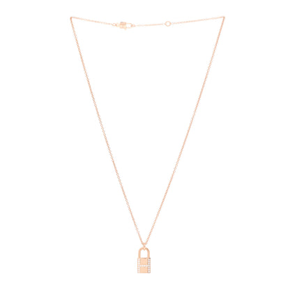Hermes 18K Rose Gold Diamond Amulettes Cadenas Pendant Necklace 3 of 5