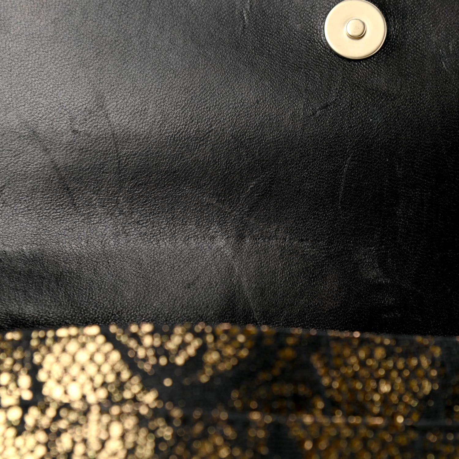 Chanel Metallic Tweed Quilted Clutch Black Gold 8 of 9