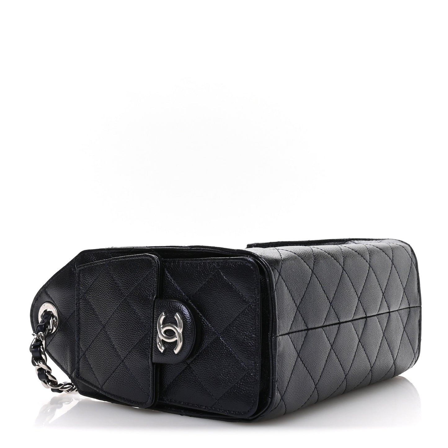 Metallic Caviar Quilted Mini Chanel 25 Handbag Dark Blue