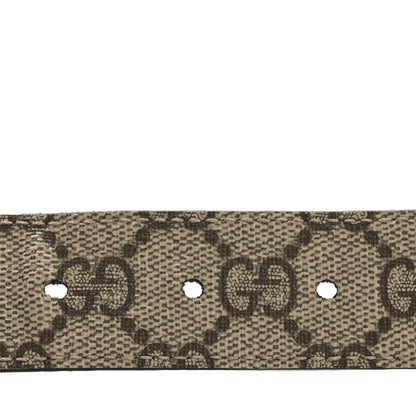 Gucci GG Supreme Monogram Plutone Calfskin Double G Reversible 75 30 Belt Beige Ebony New Acero 3 of 10