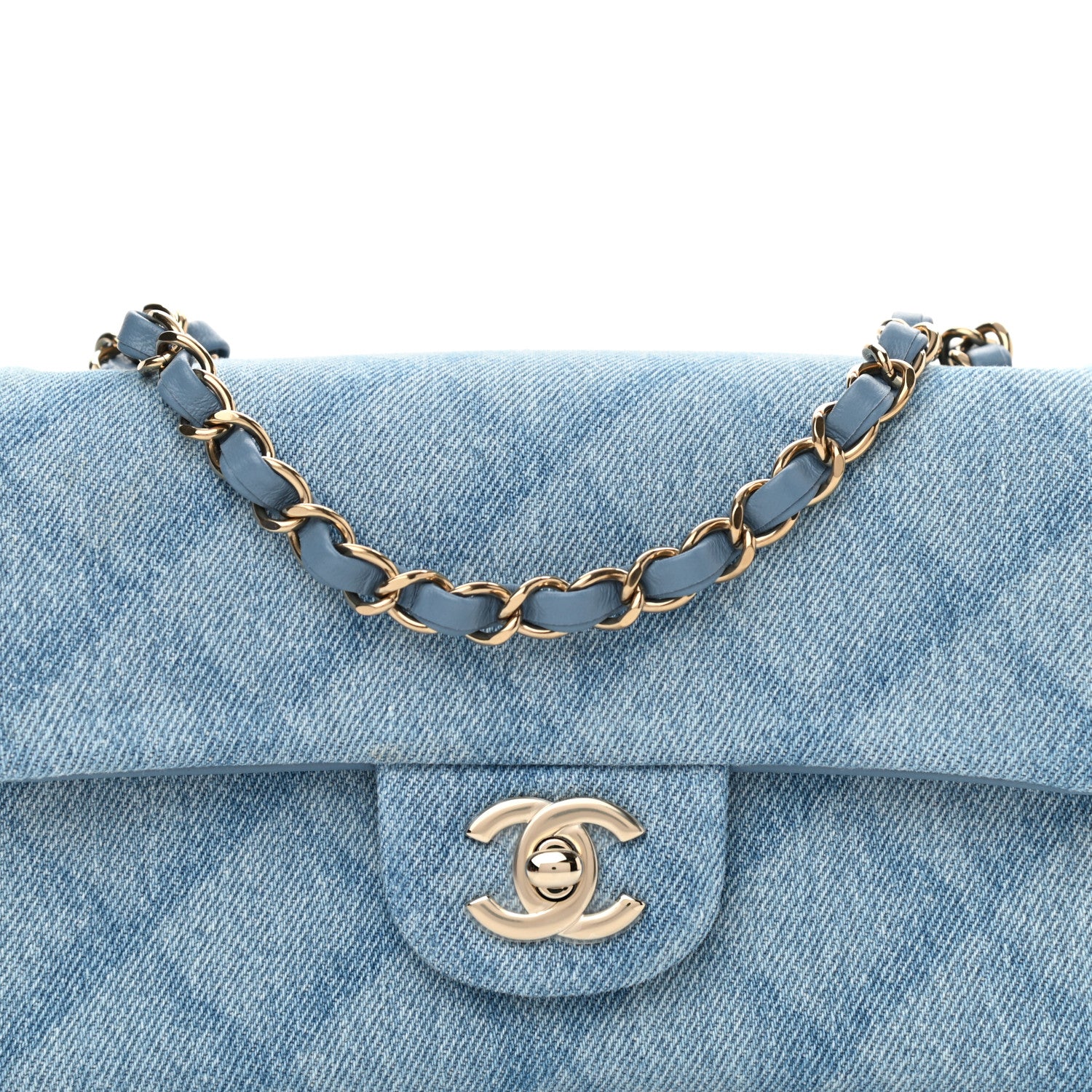 Chanel Denim Quilt Print Mini Rectangular Flap Light Blue 7 of 9