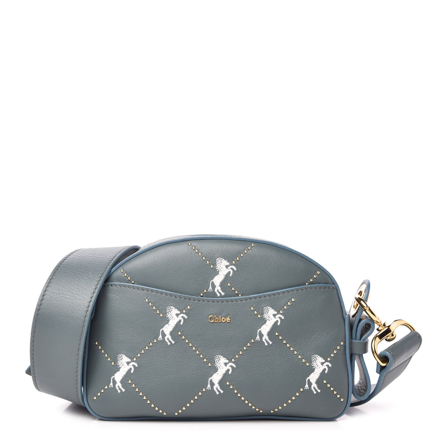 Chloe Smooth Calfskin Little Horses Embroidered Shoulder Bag Cloudy Blue 1 of 10