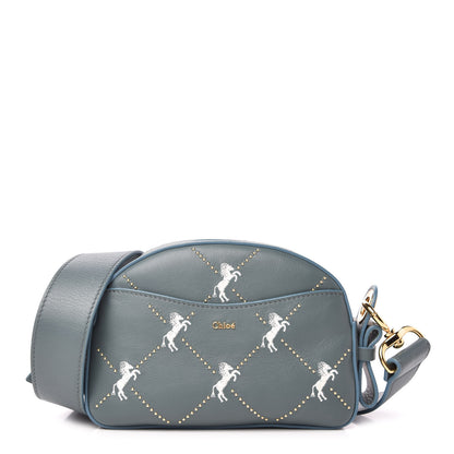 Chloe Smooth Calfskin Little Horses Embroidered Shoulder Bag Cloudy Blue 1 of 10