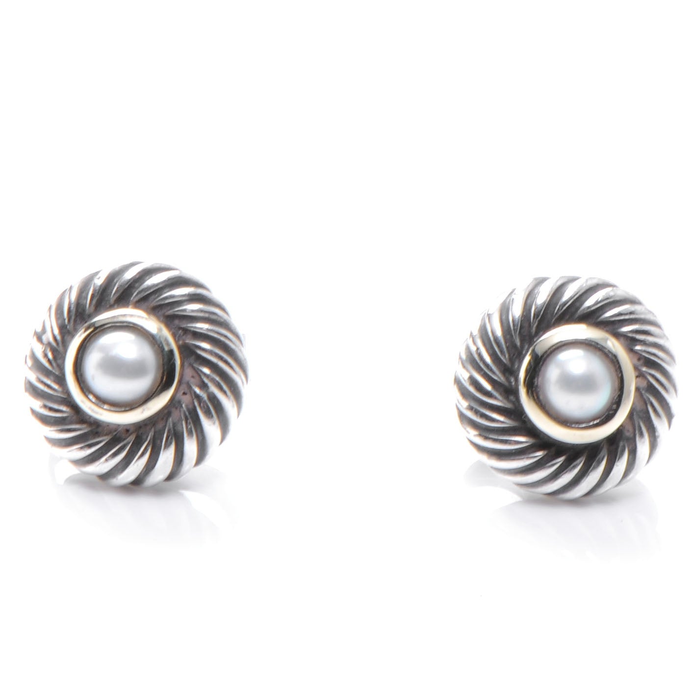 Sterling Silver 14K Yellow Gold Pearl Cookie Earrings
