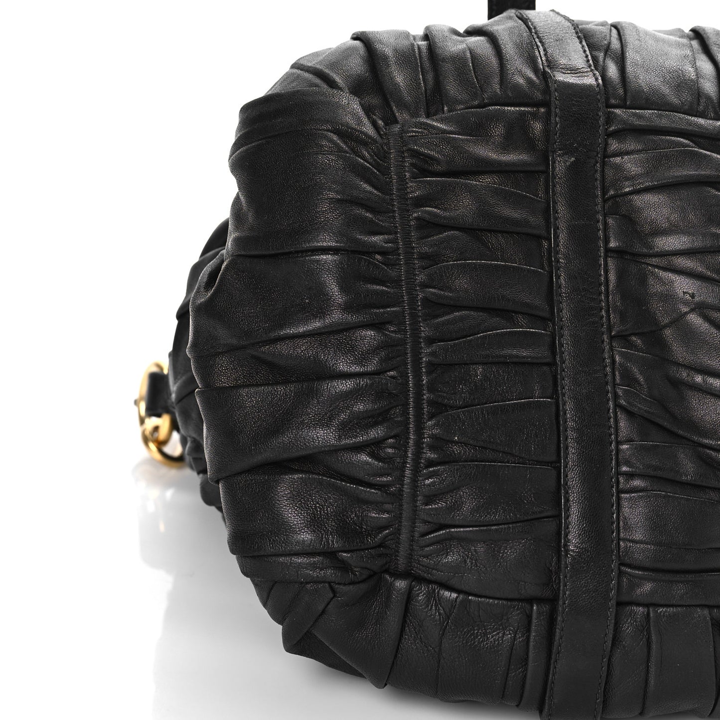 Nappa Gaufre Buckle Shoulder Bag Black