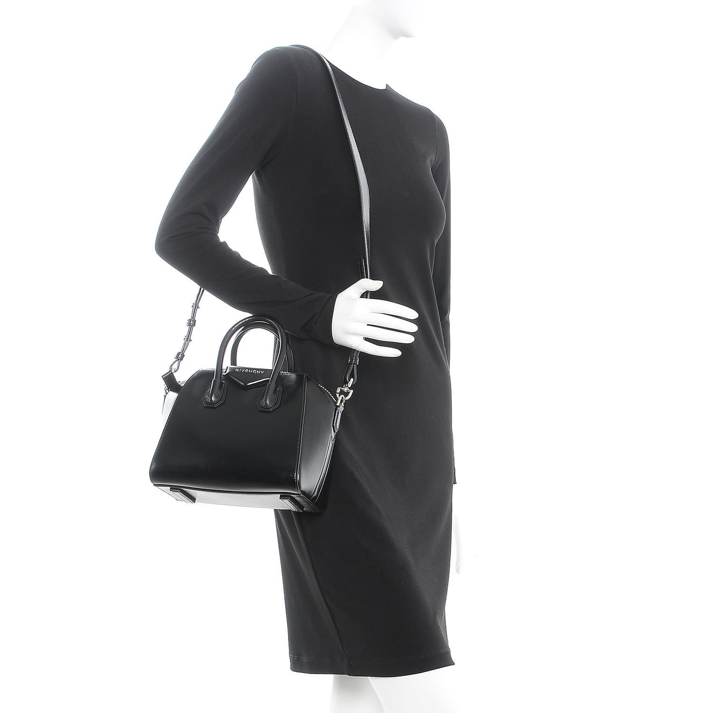 Shiny Lord Calfskin Mini Antigona Black
