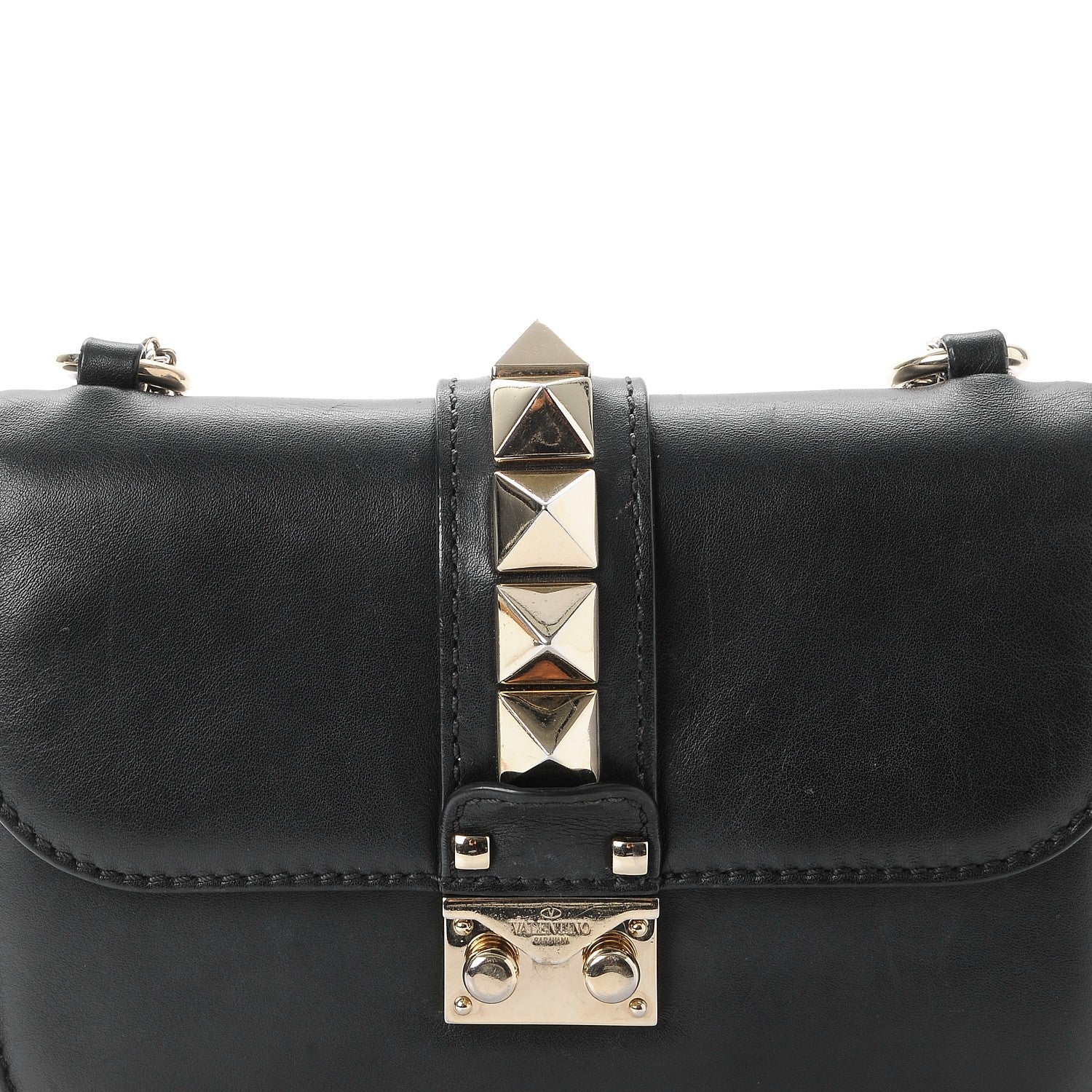 Valentino Garavani Vitello Small Glam Lock Rockstud Flap Black 9 of 9