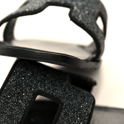 Hermes Suede Goatskin Crystal Powder Oran Sandals 35.5 Black 10 of 11