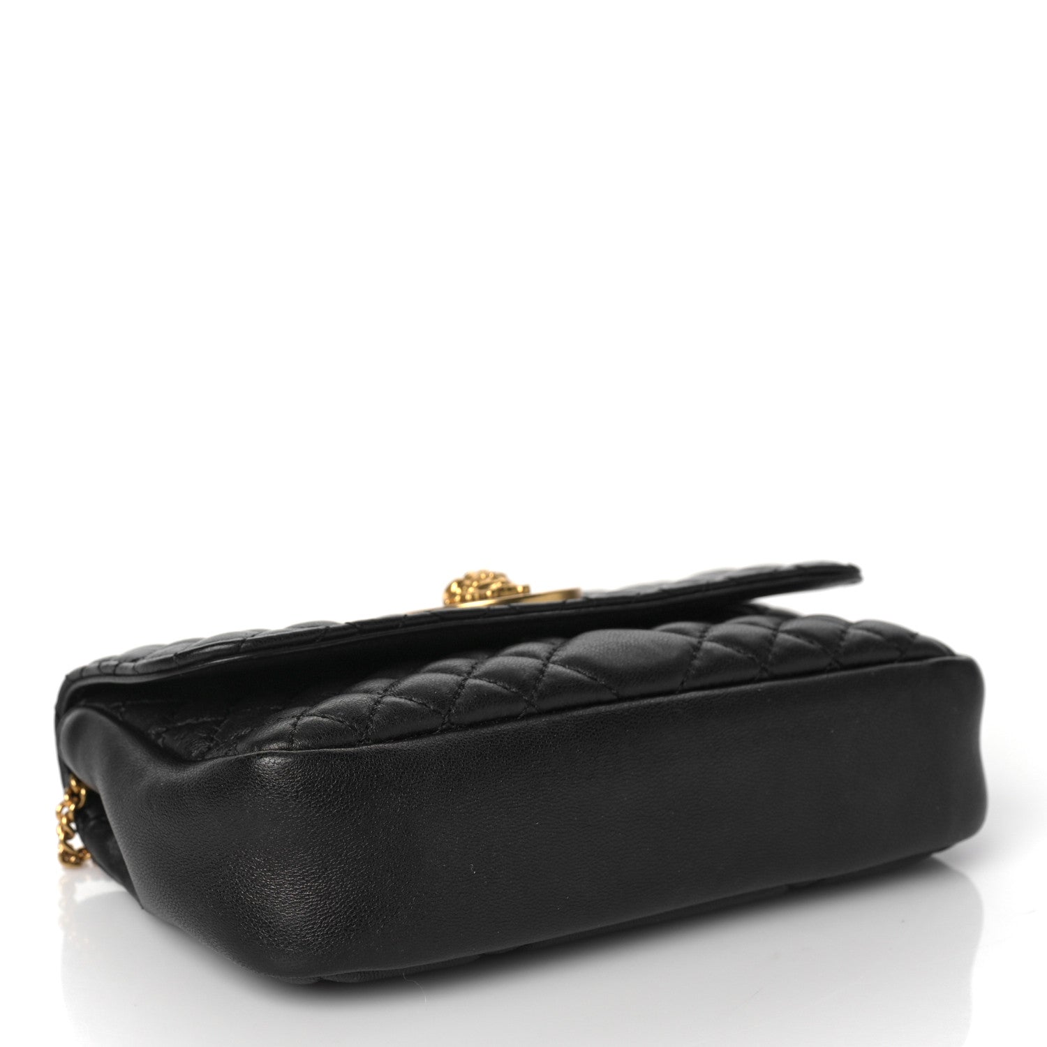 Versace Nappa Quilted Trapuntata Tribute Wallet Chain Crossbody Black 3 of 9
