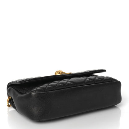 Versace Nappa Quilted Trapuntata Tribute Wallet Chain Crossbody Black 3 of 9