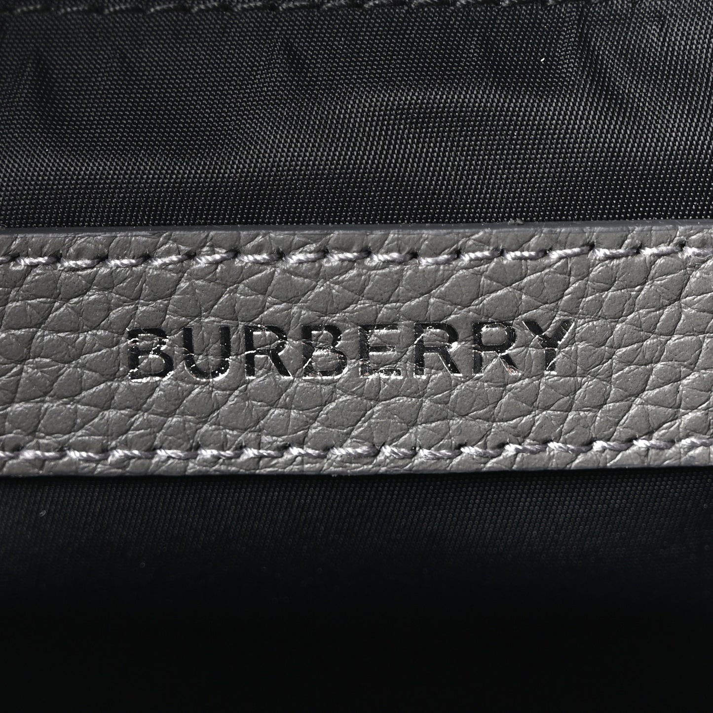 Calfskin Logo Embossed Backpack Charcoal Grey