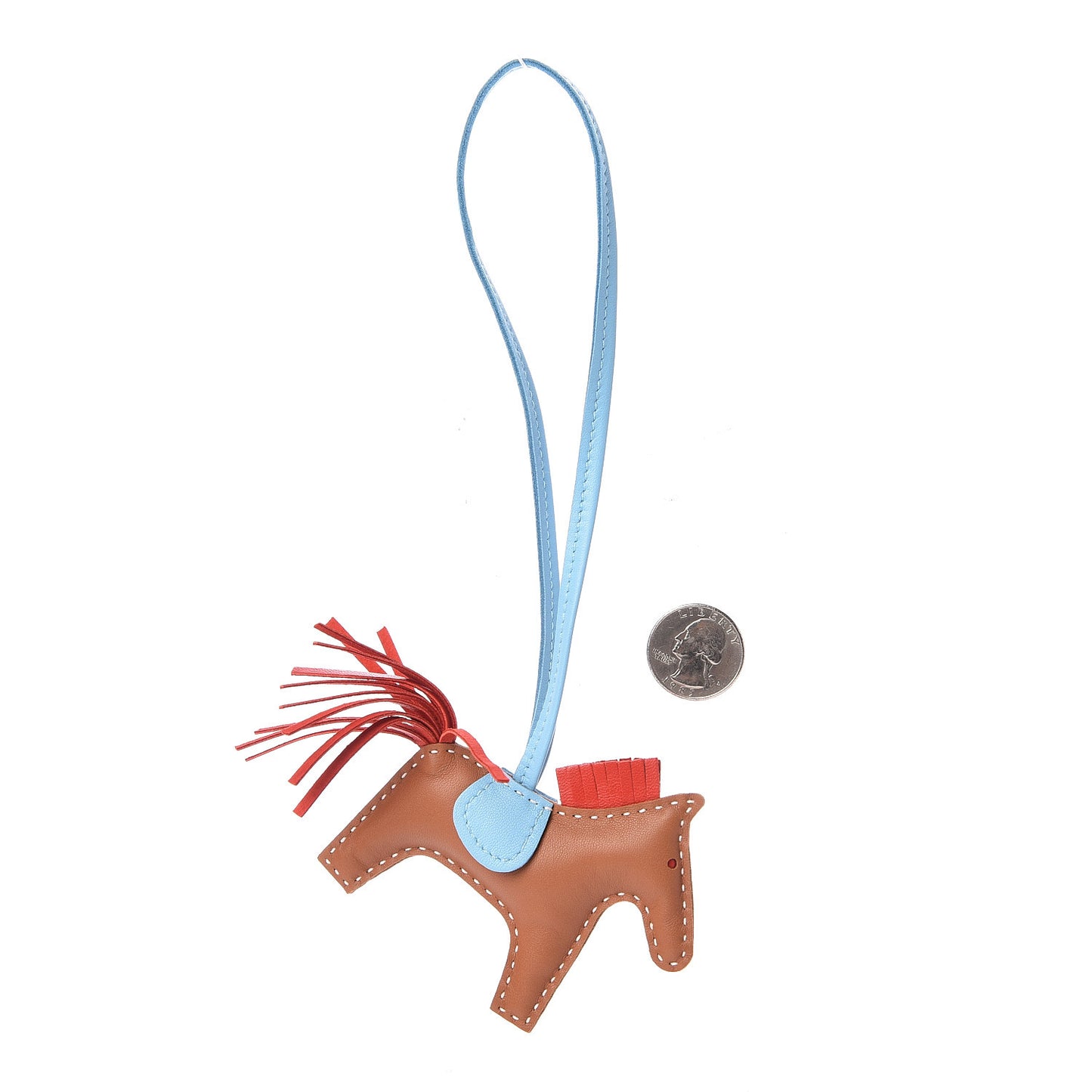 Milo Lambskin Grigri Rodeo Horse Bag Charm PM Sesame Rouge Indien Celeste