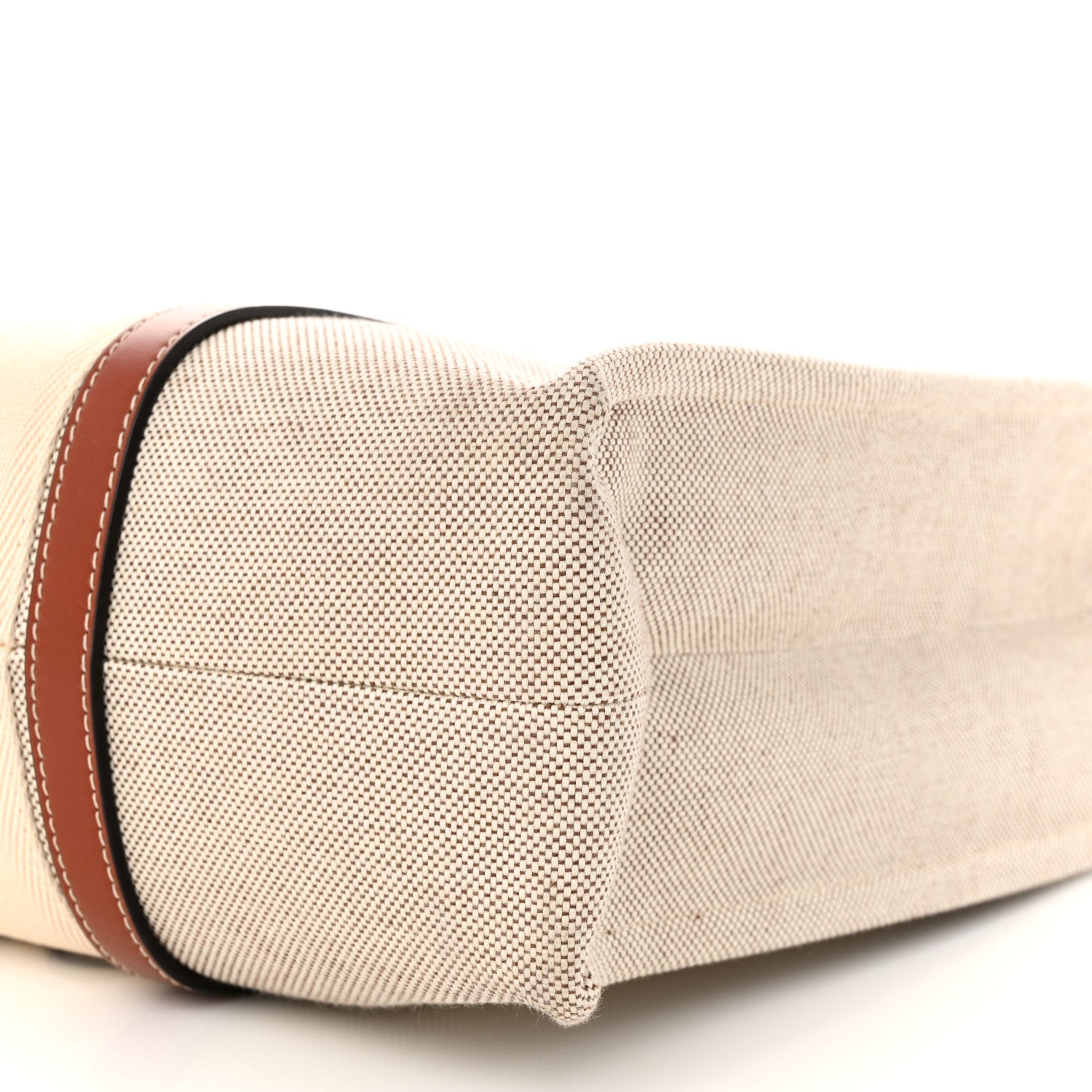 Chloe Cotton Calfskin Large Woody Ribbon Tote White Brown 10 of 10