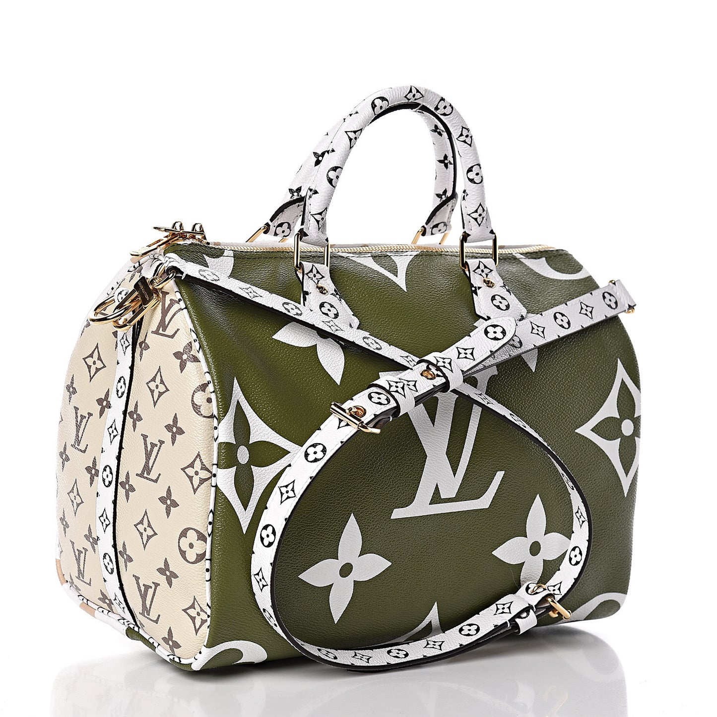 Monogram Giant Speedy Bandouliere 30 Kaki Beige