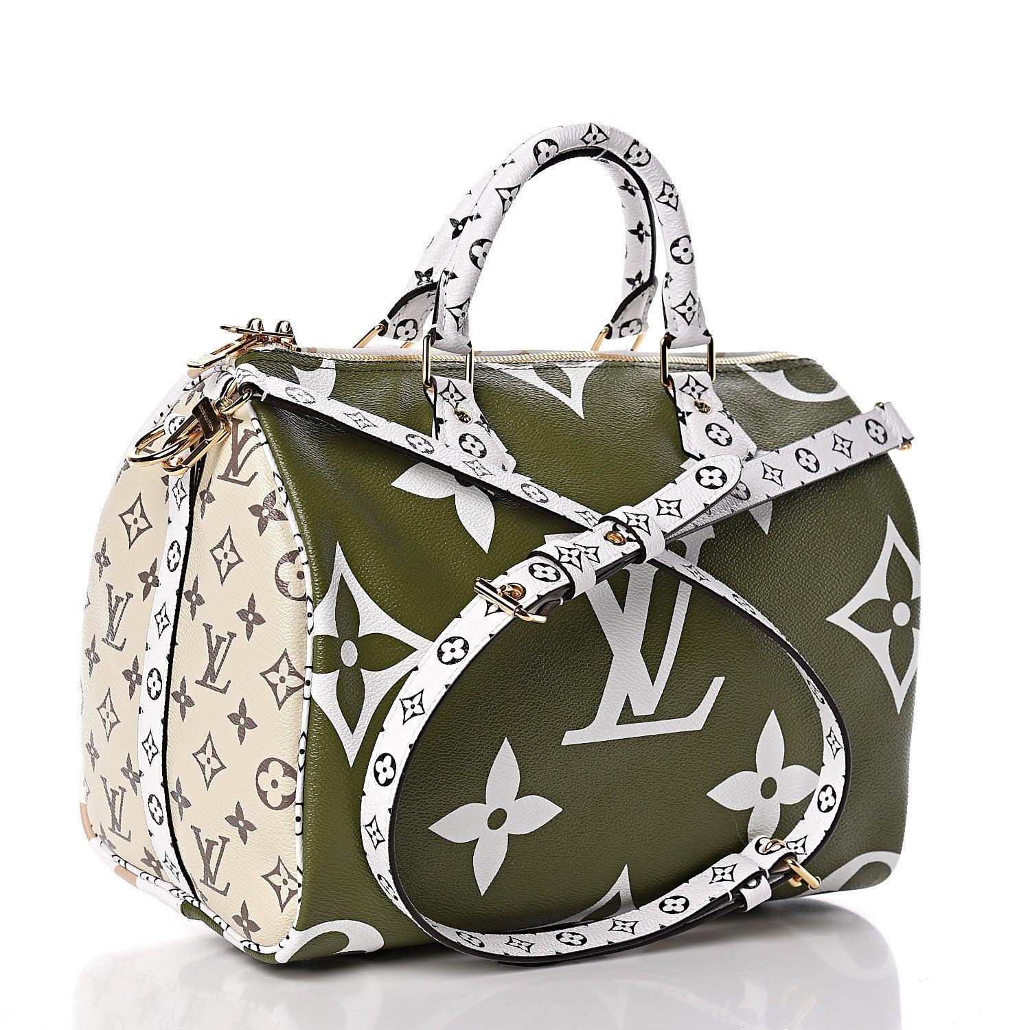 Louis Vuitton Monogram Giant Speedy Bandouliere 30 Kaki Beige 4 of 11