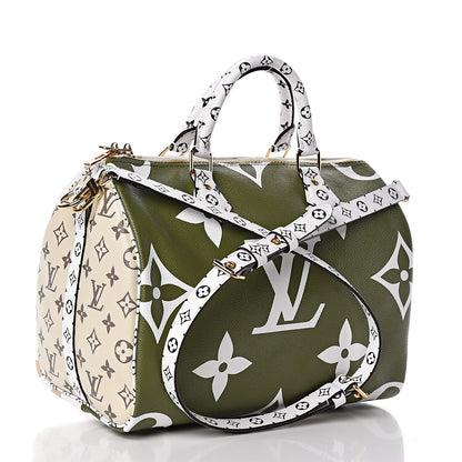 Louis Vuitton Monogram Giant Speedy Bandouliere 30 Kaki Beige 4 of 11