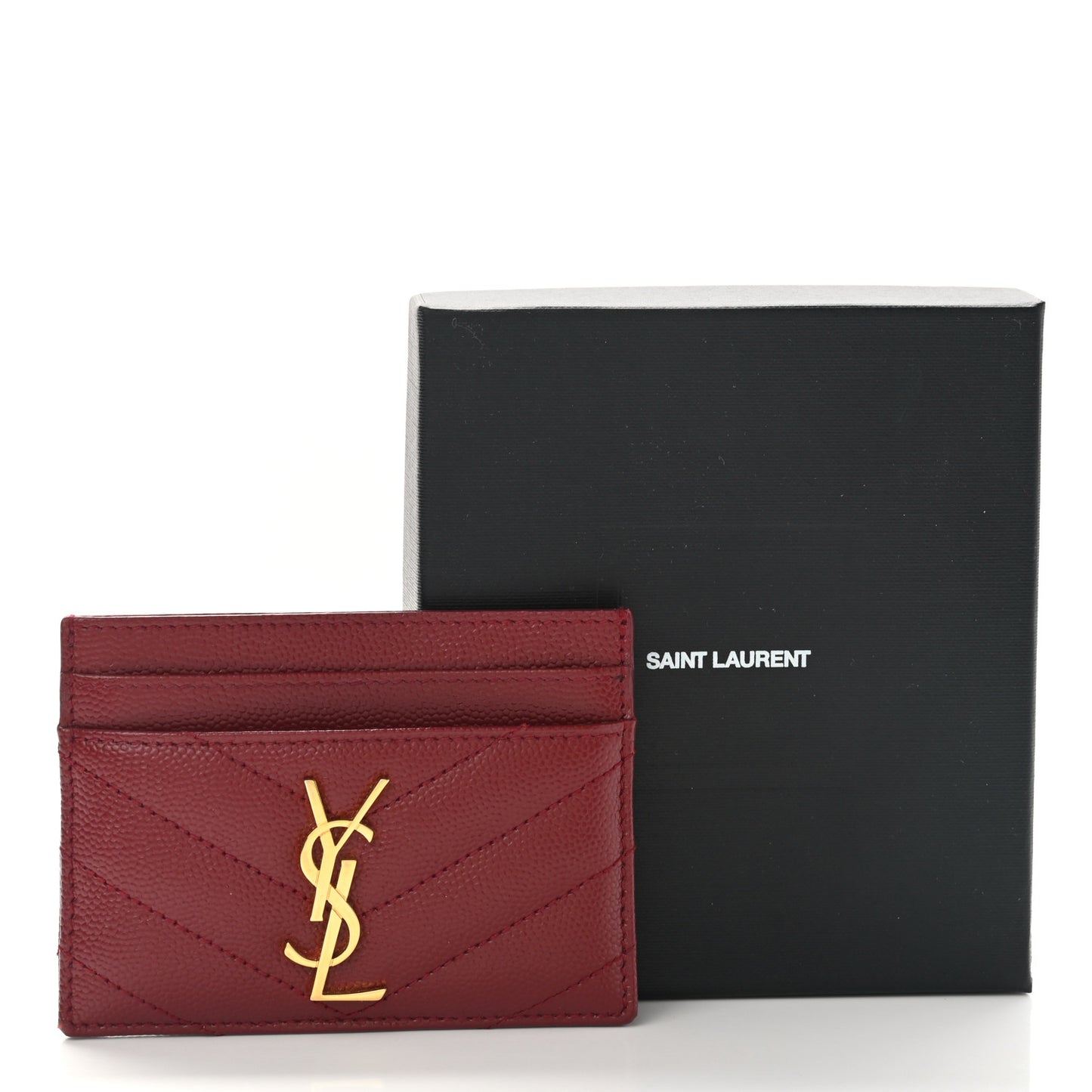 Grain De Poudre Matelasse Chevron Monogram Credit Card Case Opyum Red