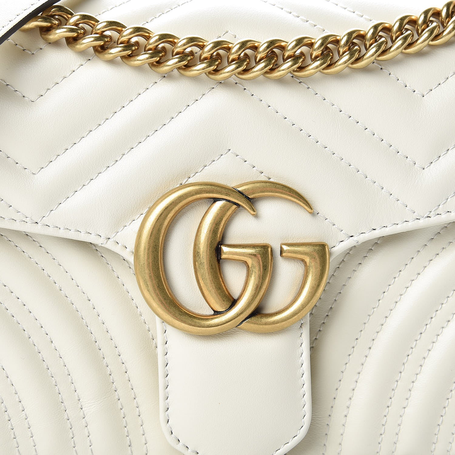 Gucci Calfskin Matelasse Small GG Marmont Shoulder Bag White 8 of 13