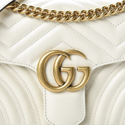 Gucci Calfskin Matelasse Small GG Marmont Shoulder Bag White 8 of 13