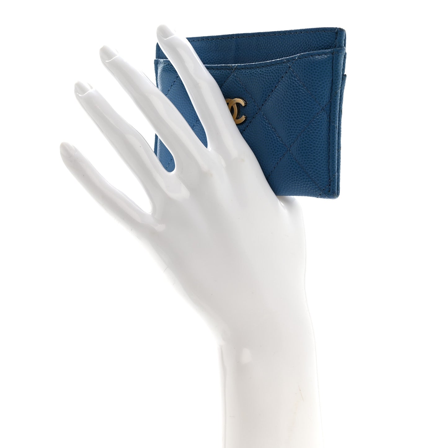 Caviar Quilted Card Holder Blue