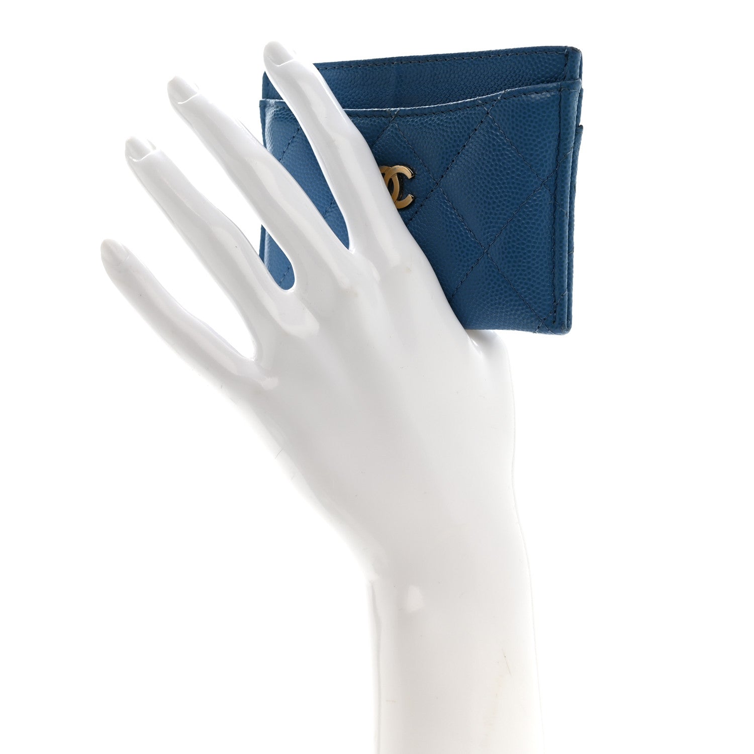 Chanel Caviar Quilted Card Holder Blue 2 of 8