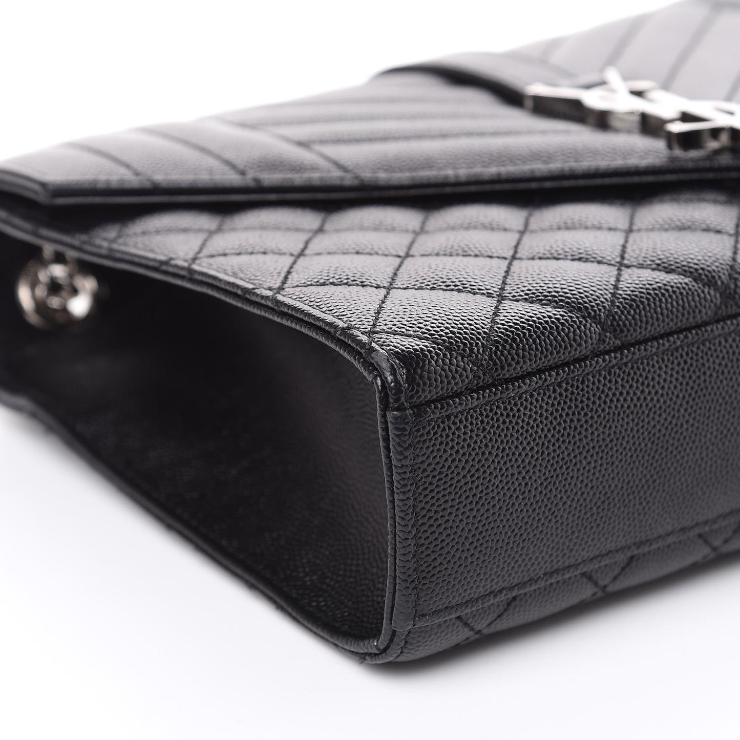 Grain De Poudre Textured Mixed Matelasse Triquilt Medium Monogram Satchel Black