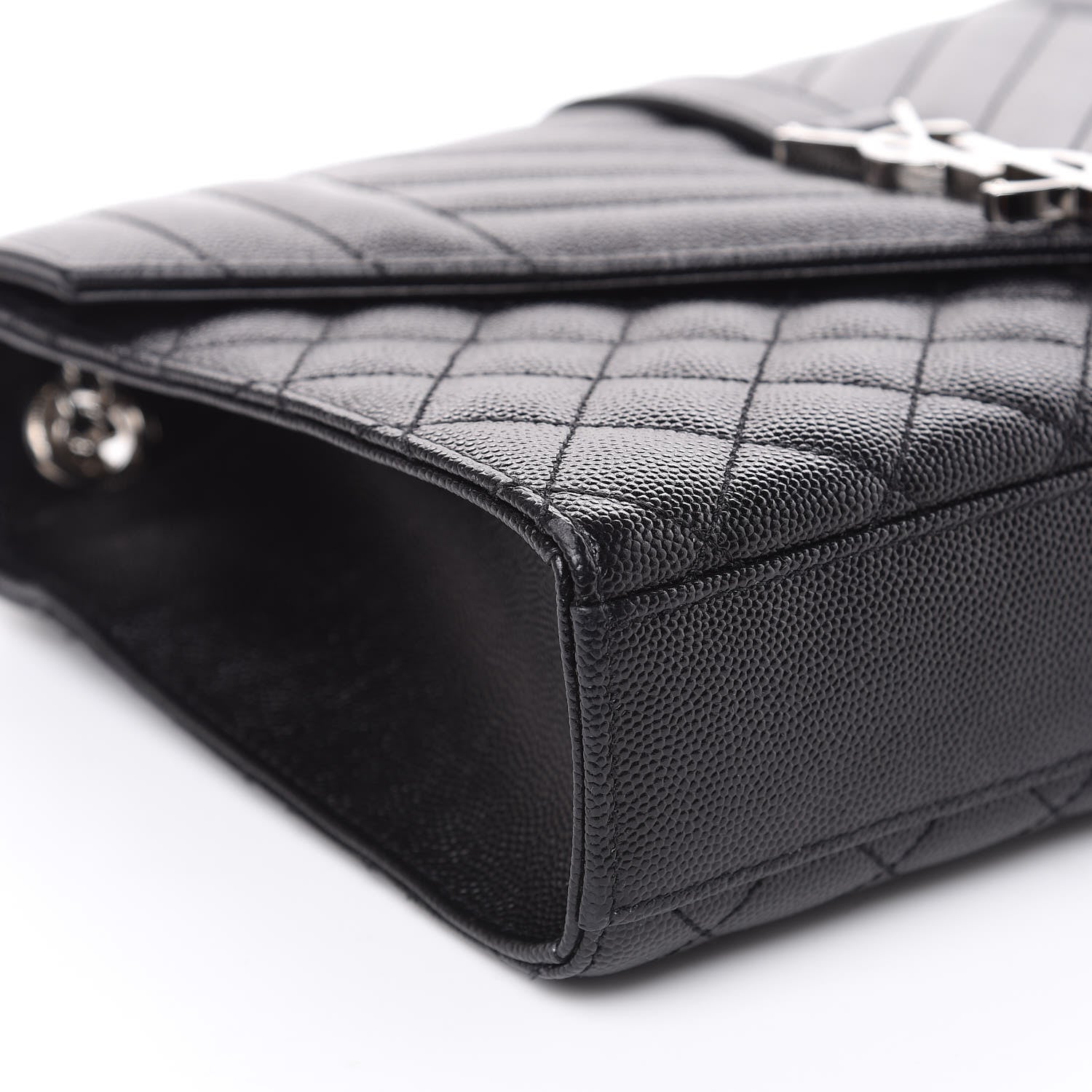 Saint Laurent Grain De Poudre Textured Mixed Matelasse Triquilt Medium Monogram Satchel Black 8 of 10