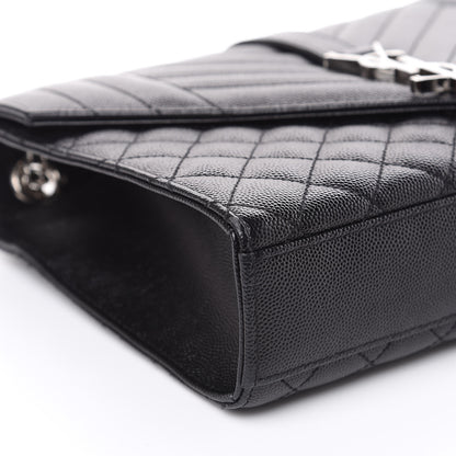 Saint Laurent Grain De Poudre Textured Mixed Matelasse Triquilt Medium Monogram Satchel Black 8 of 10