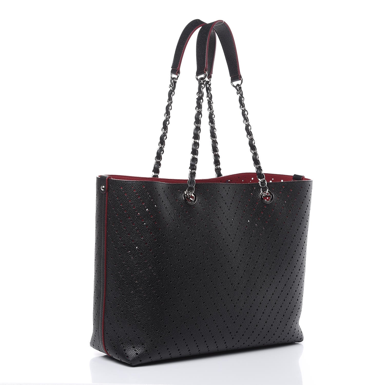 Chanel Perforated Grained Calfskin Large Shopping Tote Black 4 of 11
