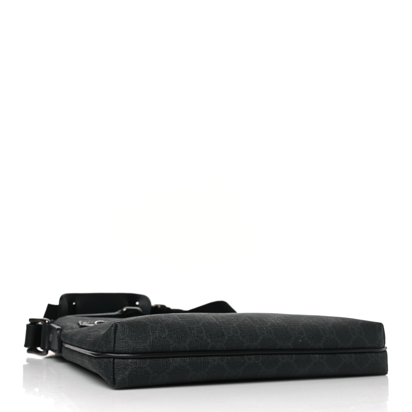 GG Supreme Monogram Flat Messenger Bag Black Grey