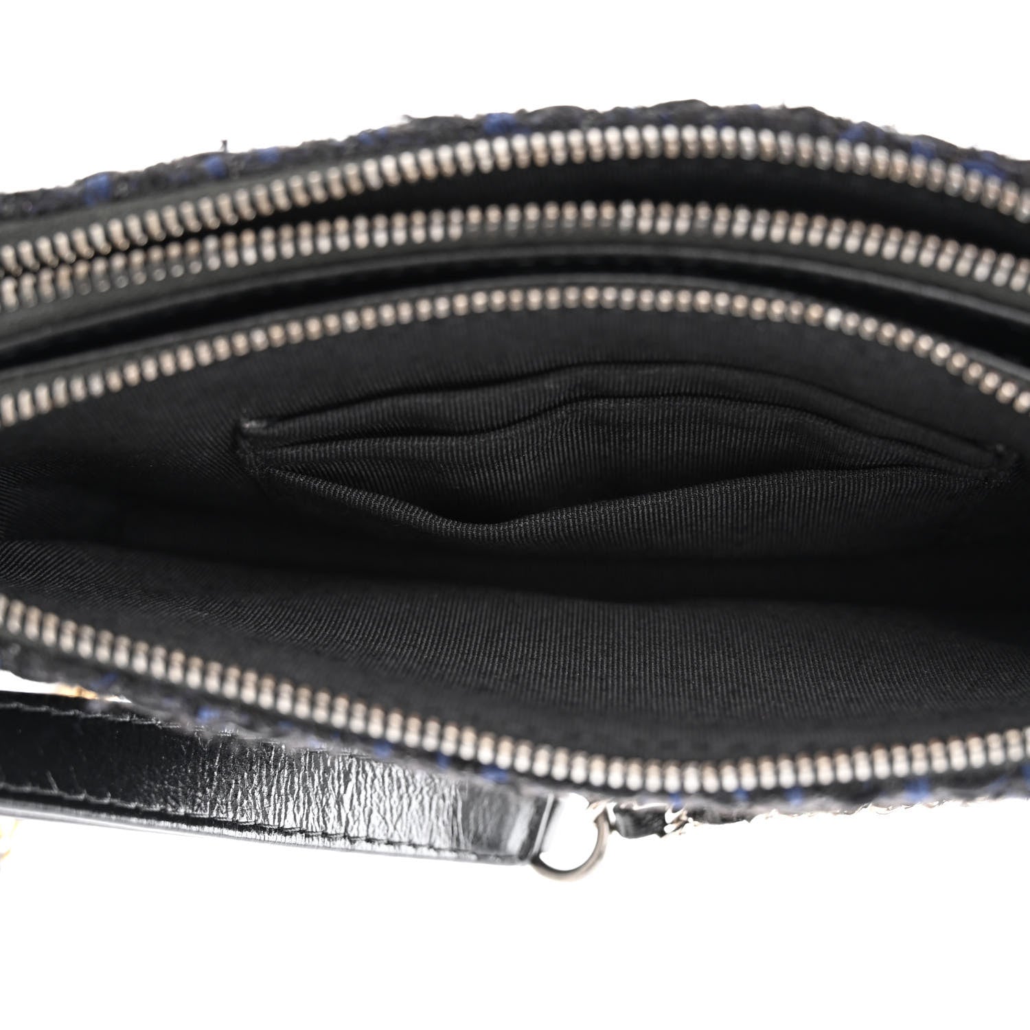 Chanel Tweed Calfskin Small Gabrielle Clutch With Chain Black Blue 7 of 17