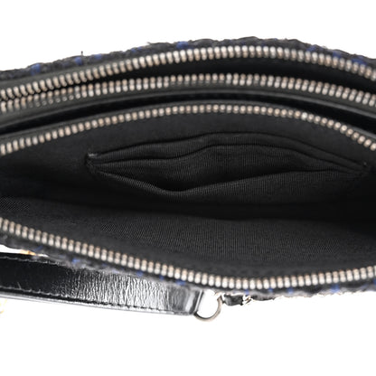 Chanel Tweed Calfskin Small Gabrielle Clutch With Chain Black Blue 7 of 17
