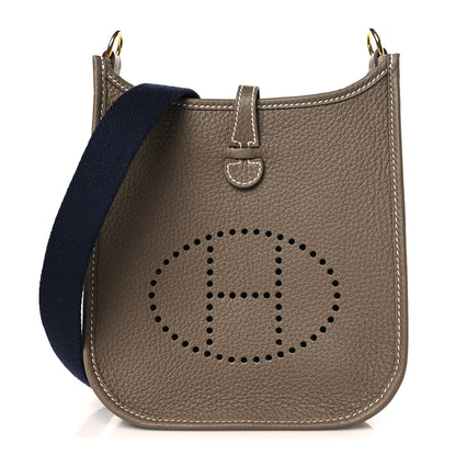 Hermes Taurillon Clemence Amazone Evelyne TPM Etoupe Bleu Indigo 1 of 10