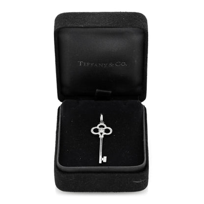 Tiffany 18K White Gold Diamond Mini Crown Key Pendant 4 of 4