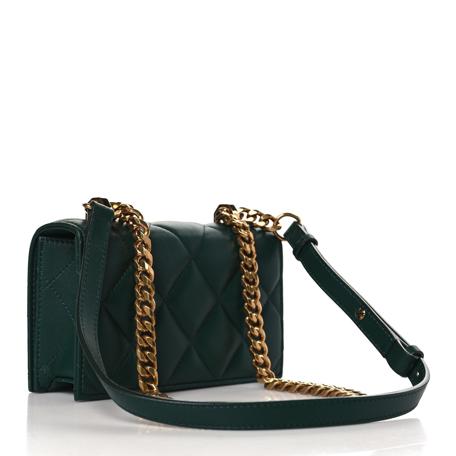 Alexander McQueen Lambskin Quilted Knuckle Shoulder Bag Green 3 of 10