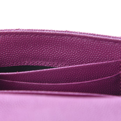 Saint Laurent Grain De Poudre Matelasse Chevron Small Monogram Envelope Wallet Dark Grape 7 of 10