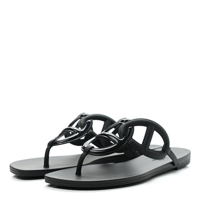 Hermes Rubber Womens Egerie Sandals 39 Black 3 of 9