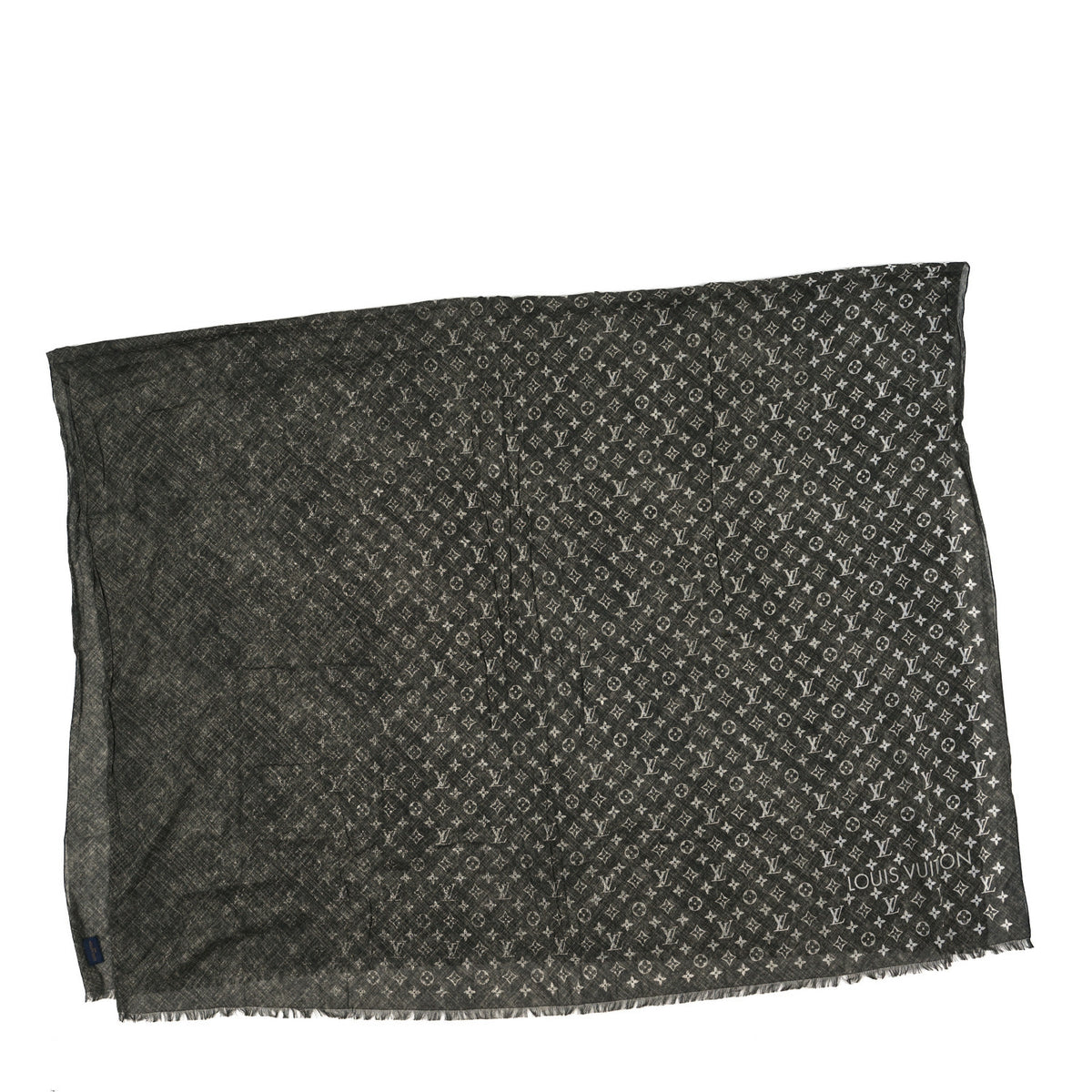 Louis Vuitton Cotton Monogram Denim Stole Kaki 2 of 3